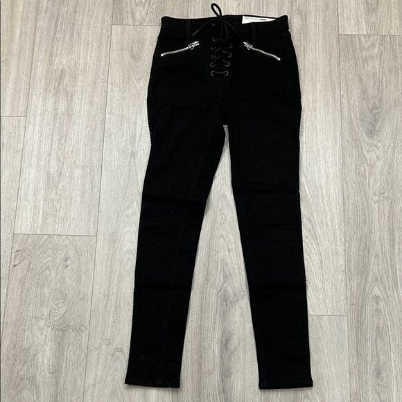 Rag & Bone Black Lace Front Skinny Jeans Size 24 - Picture 1 of 2